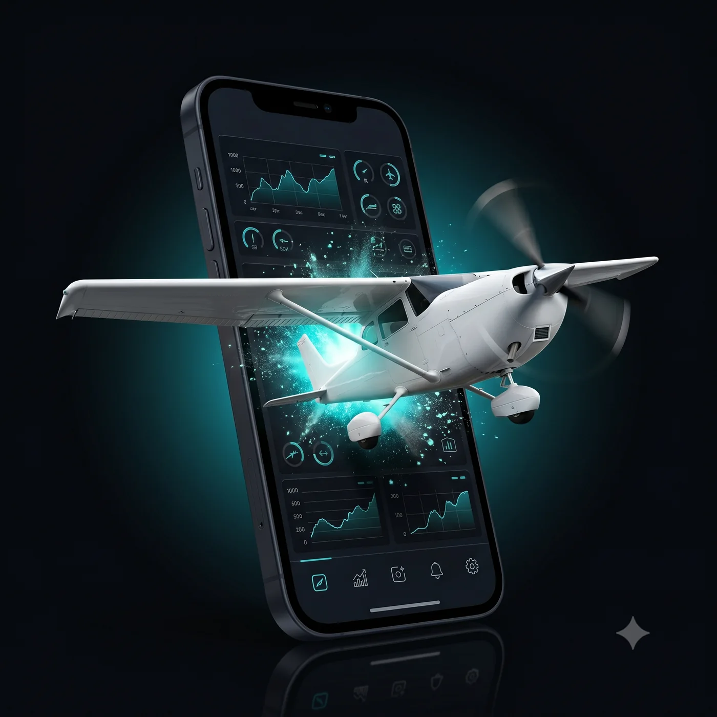 Самолёт вылетает из экрана приложения Fly_Time — ERP учебного центра